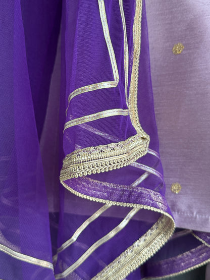 Lilac Brocade Kurta with Brocade Pant set