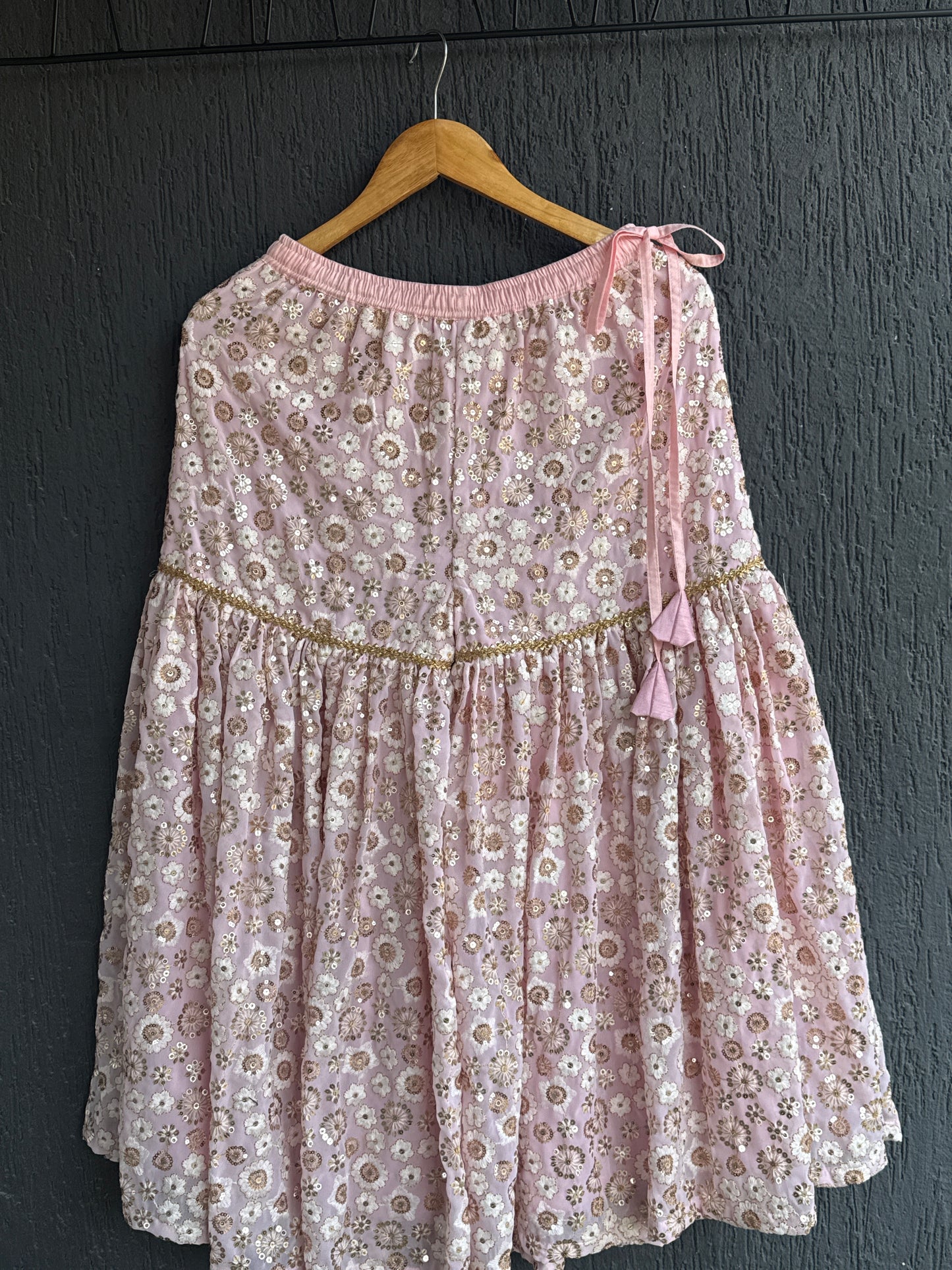 Baby Pink Silk Embroidered Sharara Set