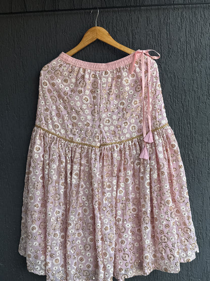 Baby Pink Silk Embroidered Sharara Set