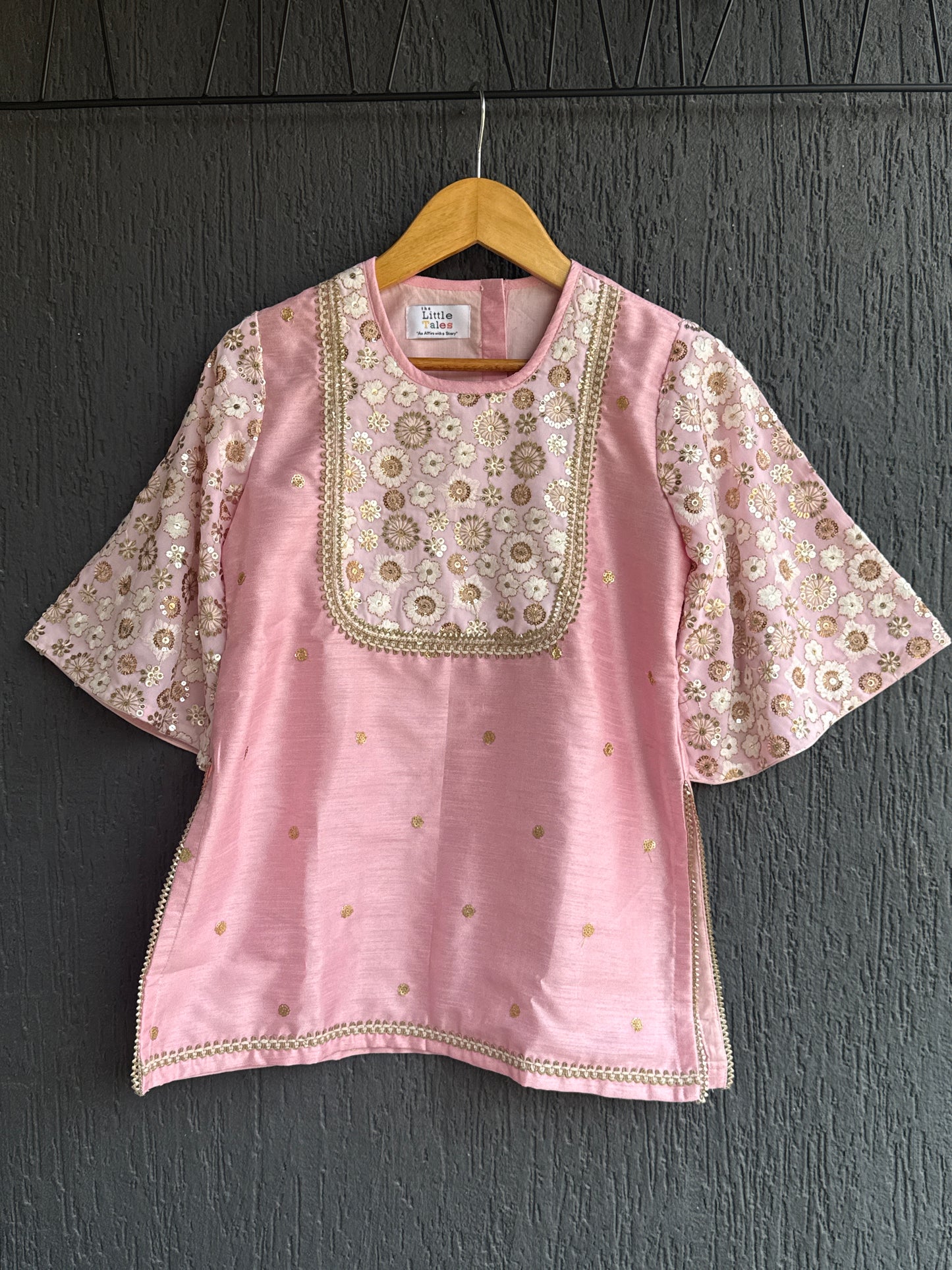 Baby Pink Silk Embroidered Sharara Set