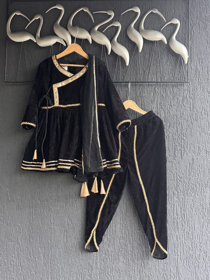 Black velvet  angrakha set