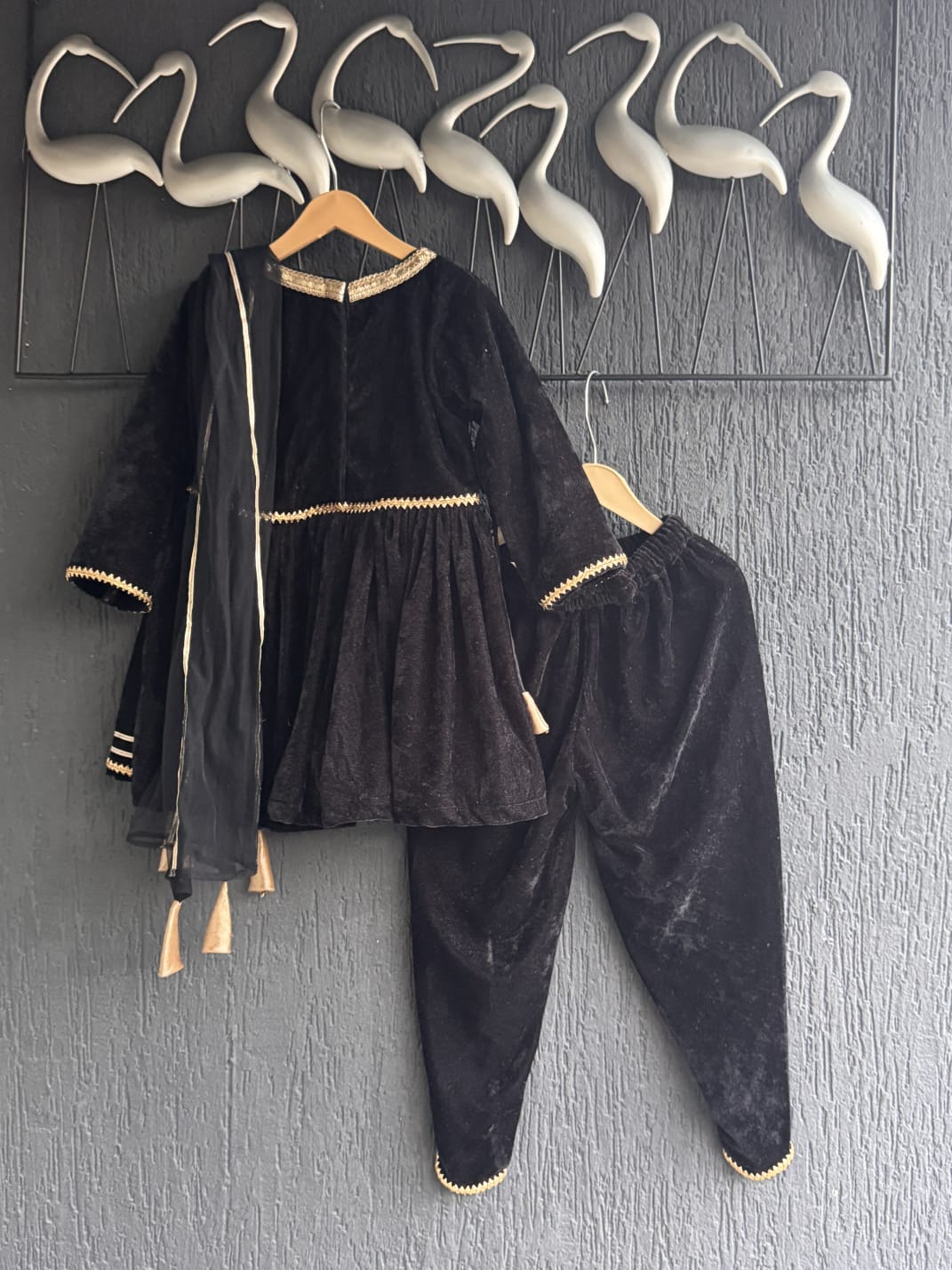 Black velvet  angrakha set