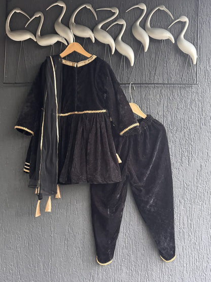 Black velvet  angrakha set