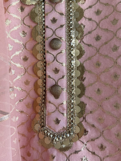 Peach chanderi kurta set