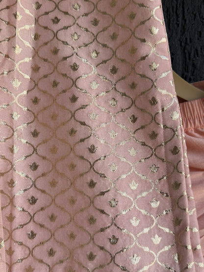Peach chanderi kurta set