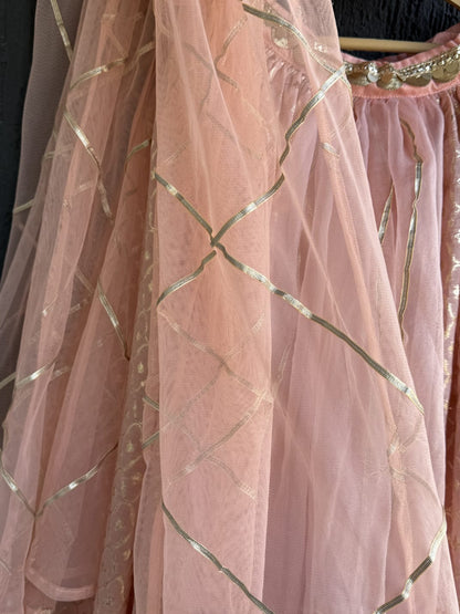 Peach chanderi kurta set