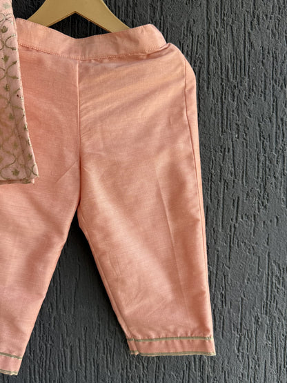 Peach chanderi kurta set