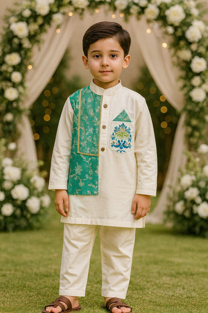 Dual Shaded Green chanderi kurta set