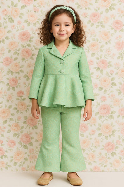 Pastel Green Brocade Cord set