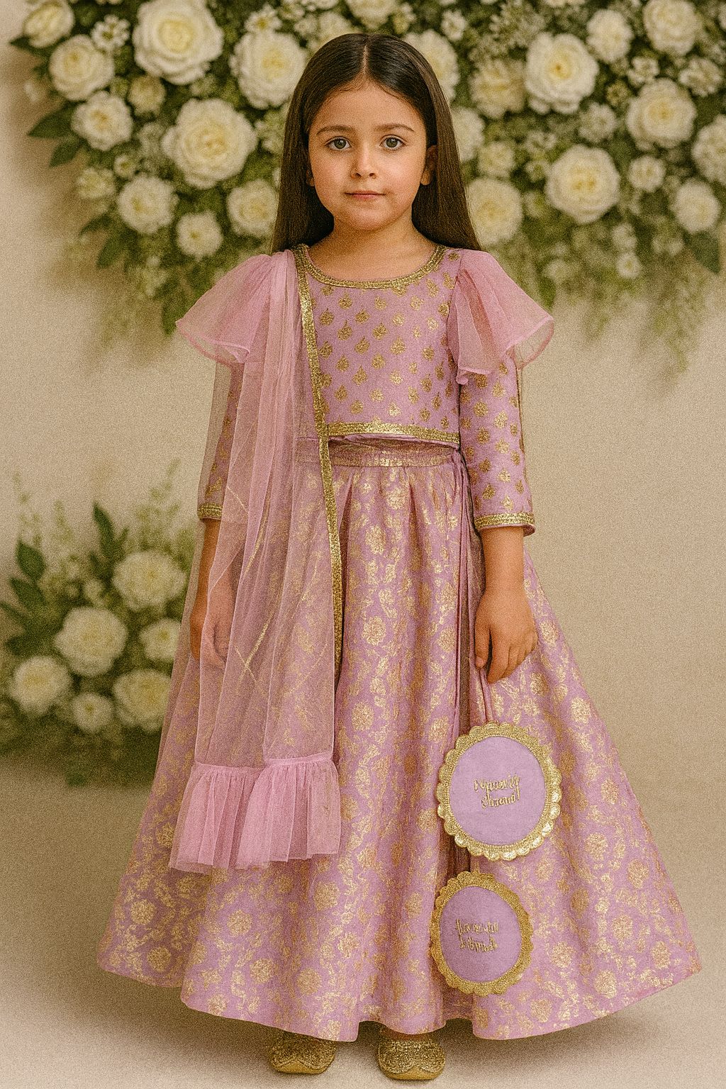 Lavendar  organza frilly  chanderi lehnga set and duppata(Maasi ki Shaadi)