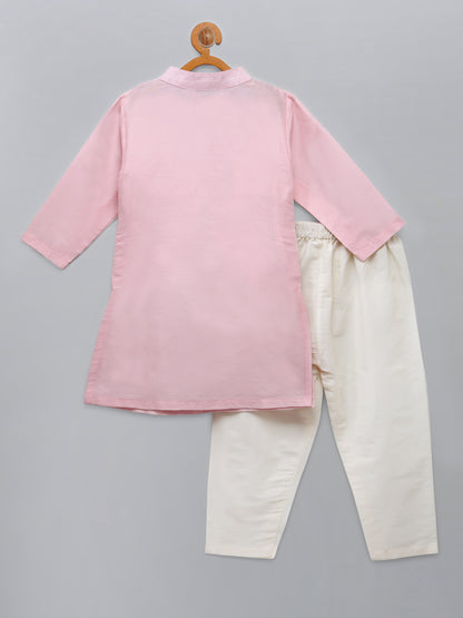 Pastel Pink  kurta with Attached Jacket and Pyjama