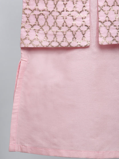 Pastel Pink  kurta with Attached Jacket and Pyjama