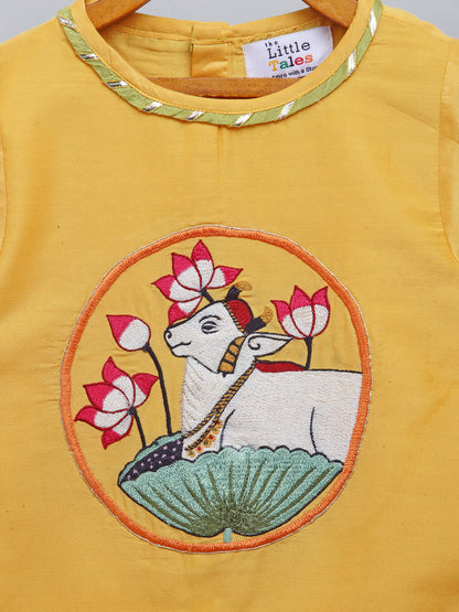 Pichwai embroidered Kurta Dhoti