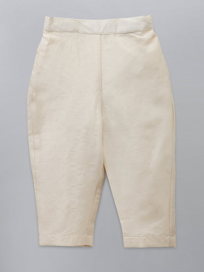 Offwhite Embroidered Silk Bandhgala with Silk Trousers