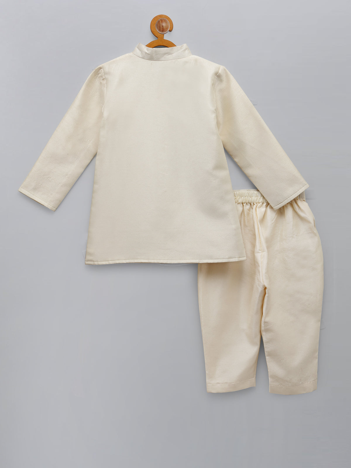 Offwhite Embroidered Silk Bandhgala with Silk Trousers