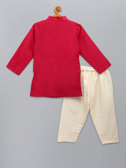 Fuschia Pink  kurta with Attached Jacket and Pyjama