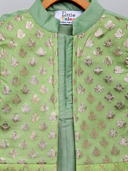 Pastel Green  kurta with Attached Jacket and Pyjama