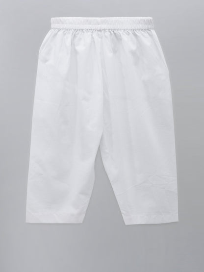 White Printed Layered Kurta with Pyjama